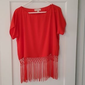 NWOT Michael Kors orange fringe top